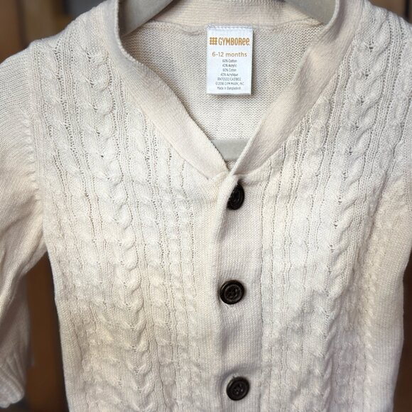 Gymboree Baby Boy Cream Cable Knit Cardigan Sweater 6–12M - Picture 3 of 3